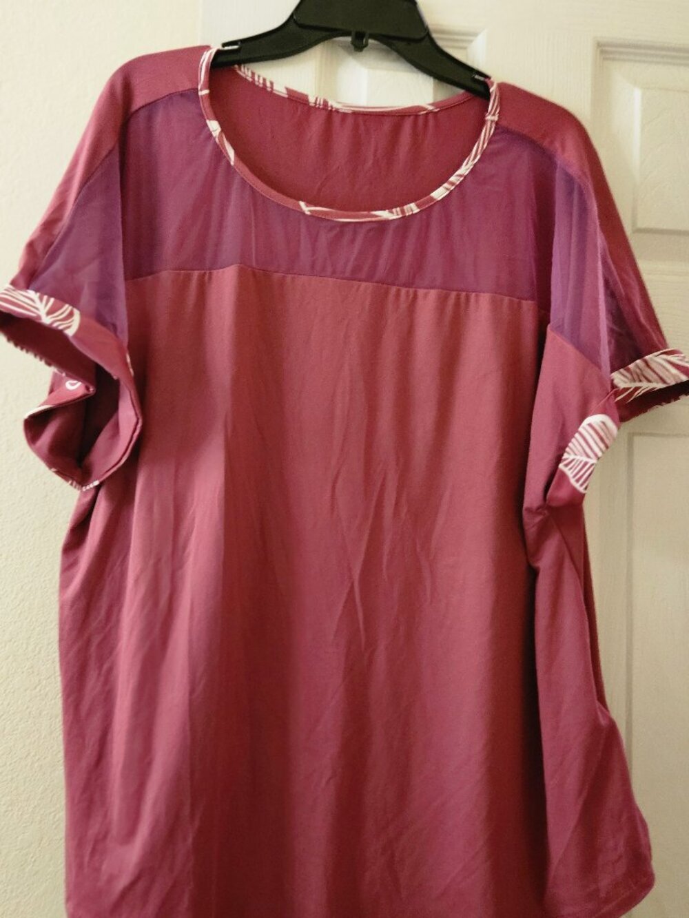 NWT Oversize pink fushia wine boho sheer short sleeve top 2X